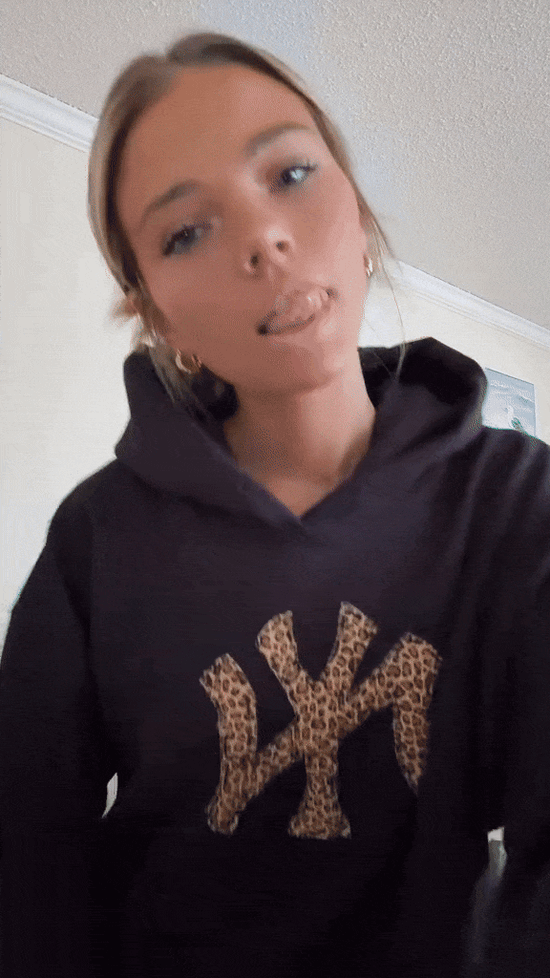 'ny' cheetah print hoodie