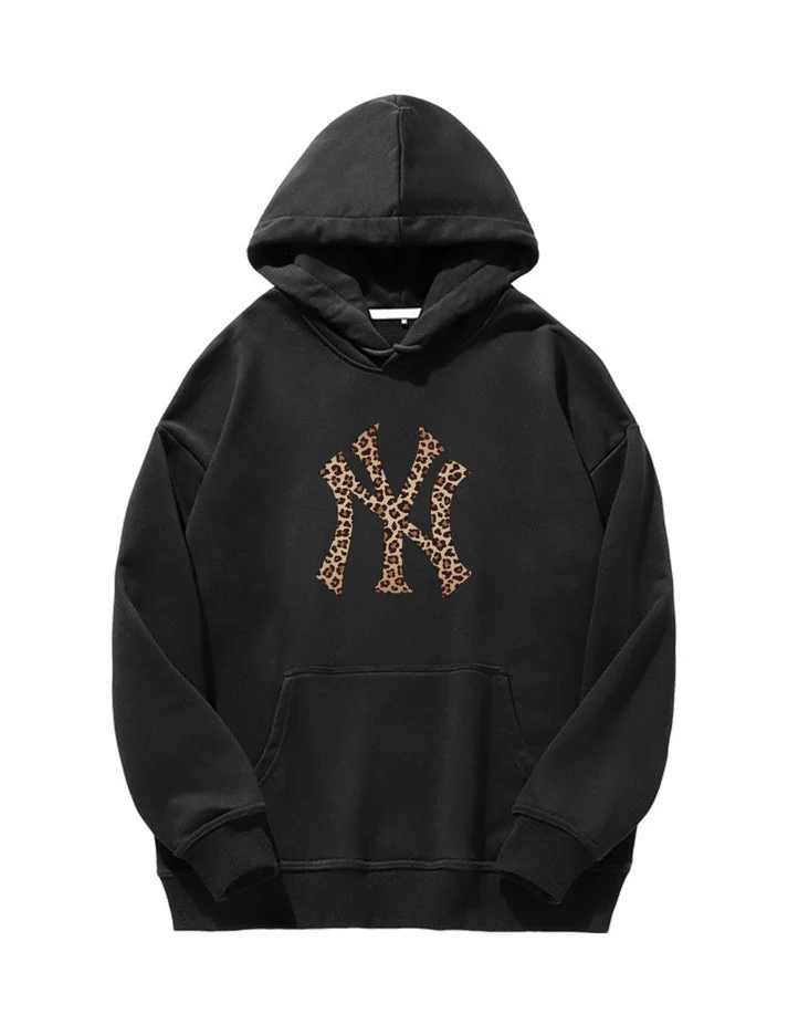 'ny' cheetah print hoodie